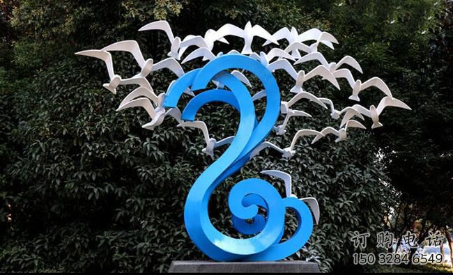 街道海鷗雕塑廠家 創(chuàng)意村口小品 大型拉絲海鷗雕塑