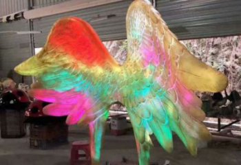 風(fēng)景區(qū)翅膀雕塑廠家 中式抽象擺件 彩繪仿古翅膀雕塑