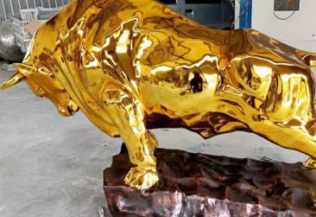 商場金牛雕塑廠家 中式室內(nèi)小品 酒店拉絲金牛雕塑