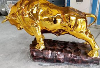 街道金牛雕塑廠家 創(chuàng)意村口小品 大型拉絲金牛雕塑