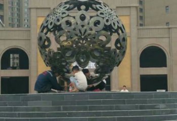 鏤空球狀雕塑廠家 中式廣場(chǎng)小品 戶外不銹鋼球狀雕塑