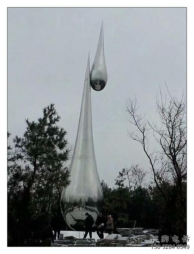 公園水珠雕塑廠家 鏡面擺件 創(chuàng)意不銹鋼水珠雕塑