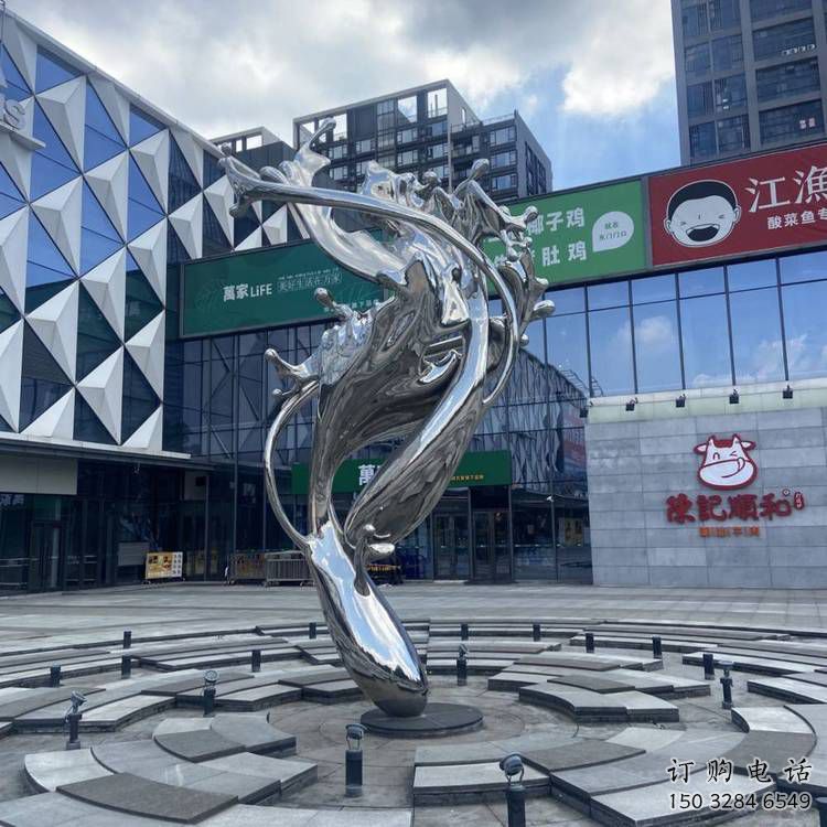 幾何水花雕塑廠家 現(xiàn)代創(chuàng)意小品 大門口不銹鋼水花雕塑生產(chǎn)