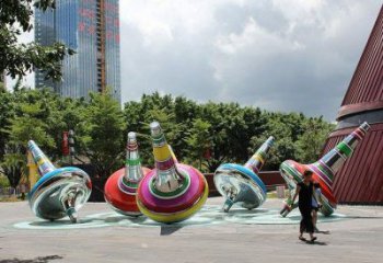 游樂(lè)場(chǎng)陀螺雕塑廠家 現(xiàn)代擺件 噴漆不銹鋼陀螺雕塑