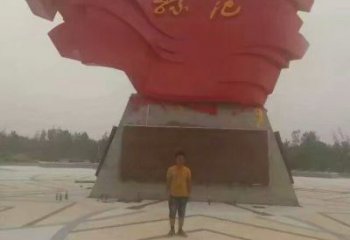烤漆黨旗雕塑廠家 廣場(chǎng)小品 戶外不銹鋼黨旗雕塑