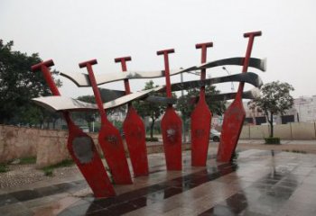 大型商場劃船雕塑廠家 運(yùn)動(dòng)擺件 鏡面不銹鋼劃船雕塑生產(chǎn)