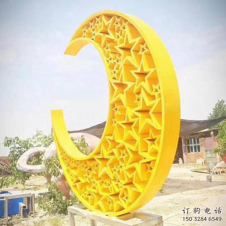 大型商場月牙形雕塑廠家 烤漆擺件 創(chuàng)意不銹鋼月牙形雕塑
