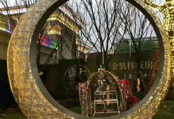 發(fā)光圓月雕塑廠家 歐式步行街小品 大型商場(chǎng)不銹鋼圓月雕塑