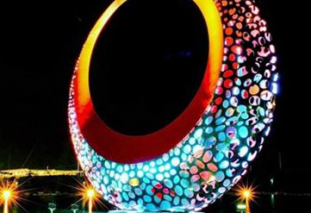 燈光圓月雕塑廠家 現(xiàn)代小品 商業(yè)街不銹鋼圓月雕塑制作