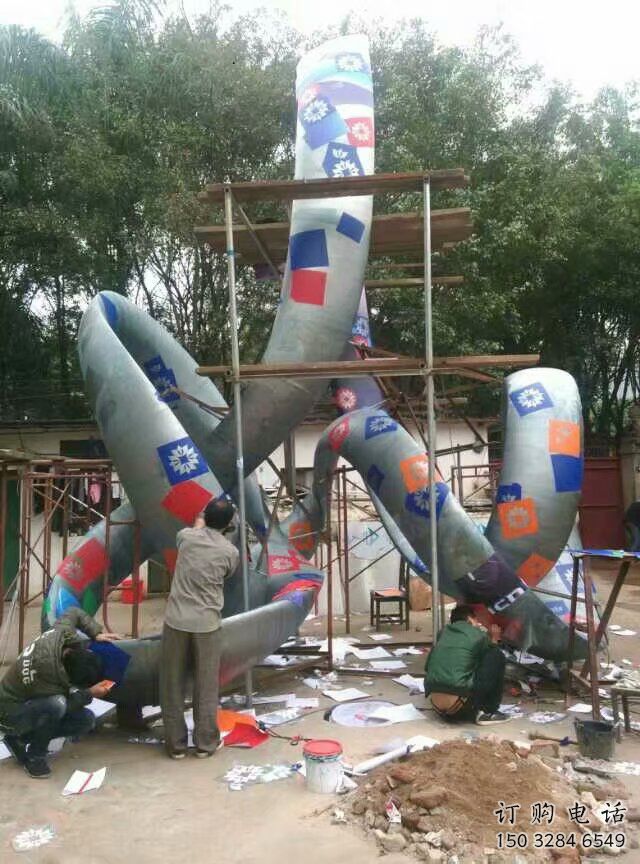 抽象彩帶雕塑廠家 公園小品 戶外不銹鋼彩帶雕塑生產(chǎn)
