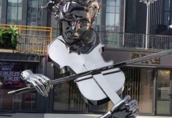 歐式大提琴雕塑廠家 抽象擺件 廣場(chǎng)不銹鋼大提琴雕塑