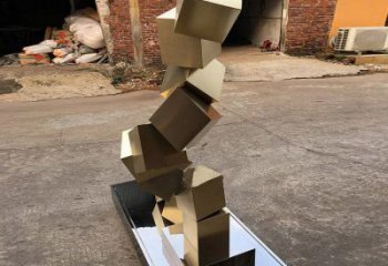 現(xiàn)代幾何體雕塑廠家 大型別墅區(qū)擺件 電鍍不銹鋼幾何體雕塑廠
