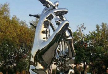鏡面手掌雕塑廠家 烤漆大型擺件 大型不銹鋼手掌雕塑廠