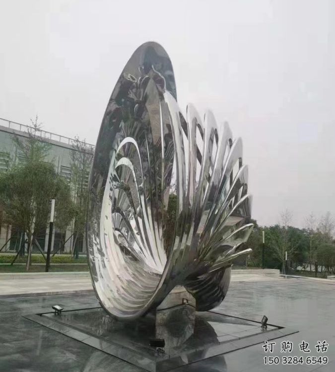 廣場(chǎng)貝殼雕塑廠(chǎng)家 戶(hù)外小品 鏡面不銹鋼貝殼雕塑定做
