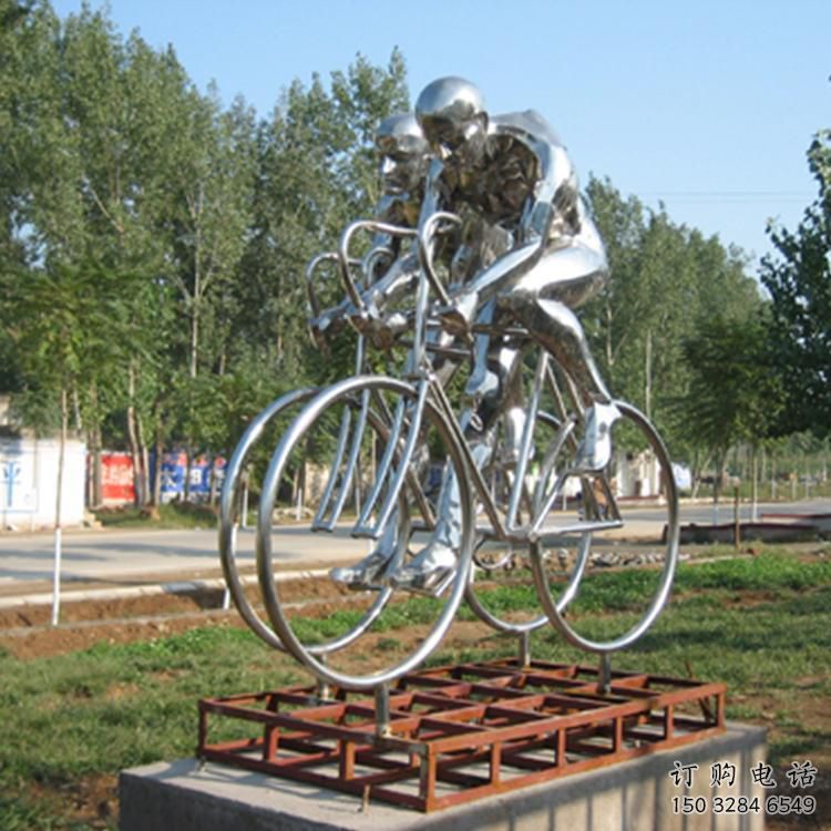 戶外自行車(chē)雕塑廠家 鏡面小品 現(xiàn)代不銹鋼自行車(chē)雕塑生產(chǎn)