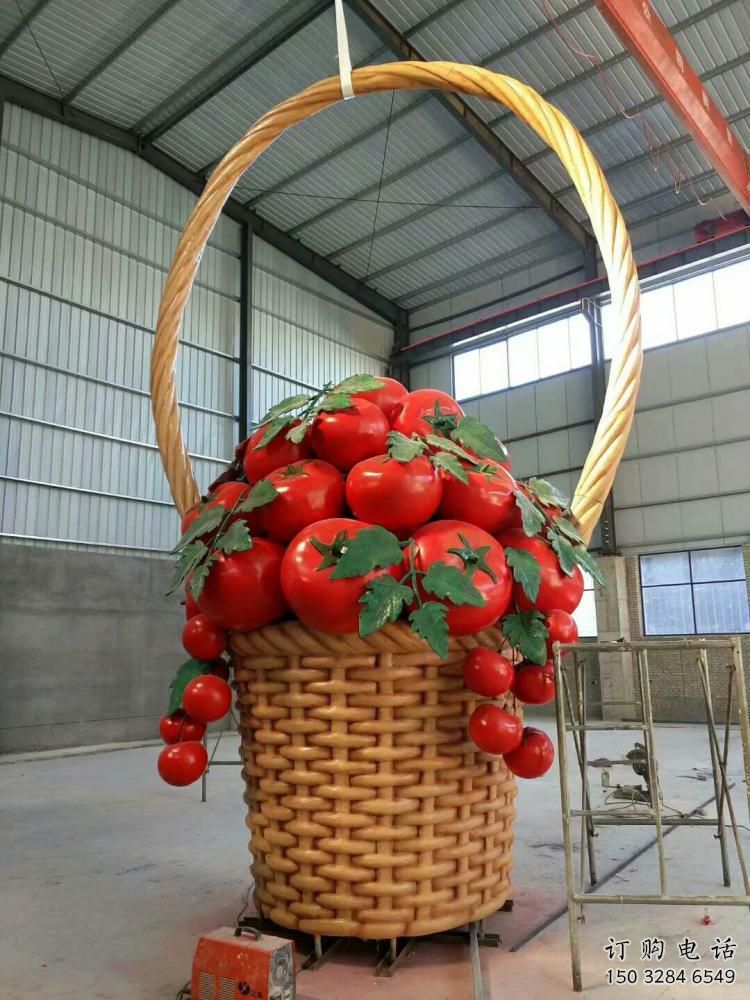 創(chuàng)意菜籃子雕塑廠家 烤漆小品 公園不銹鋼菜籃子雕塑廠