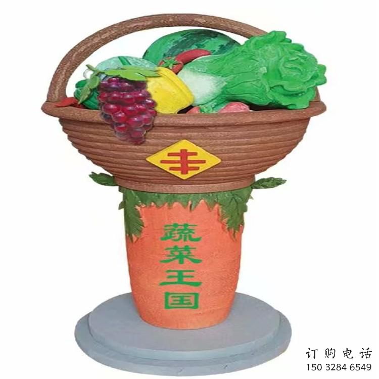 彩繪菜籃子雕塑廠家 廣場(chǎng)擺件 街頭不銹鋼菜籃子雕塑廠