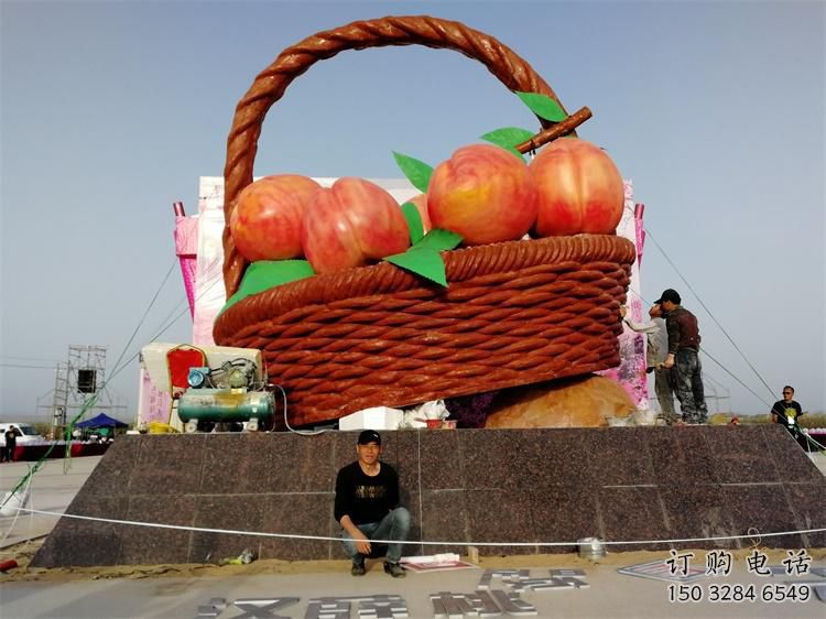 烤漆菜籃子雕塑廠家 現(xiàn)代小品 戶外不銹鋼菜籃子雕塑廠