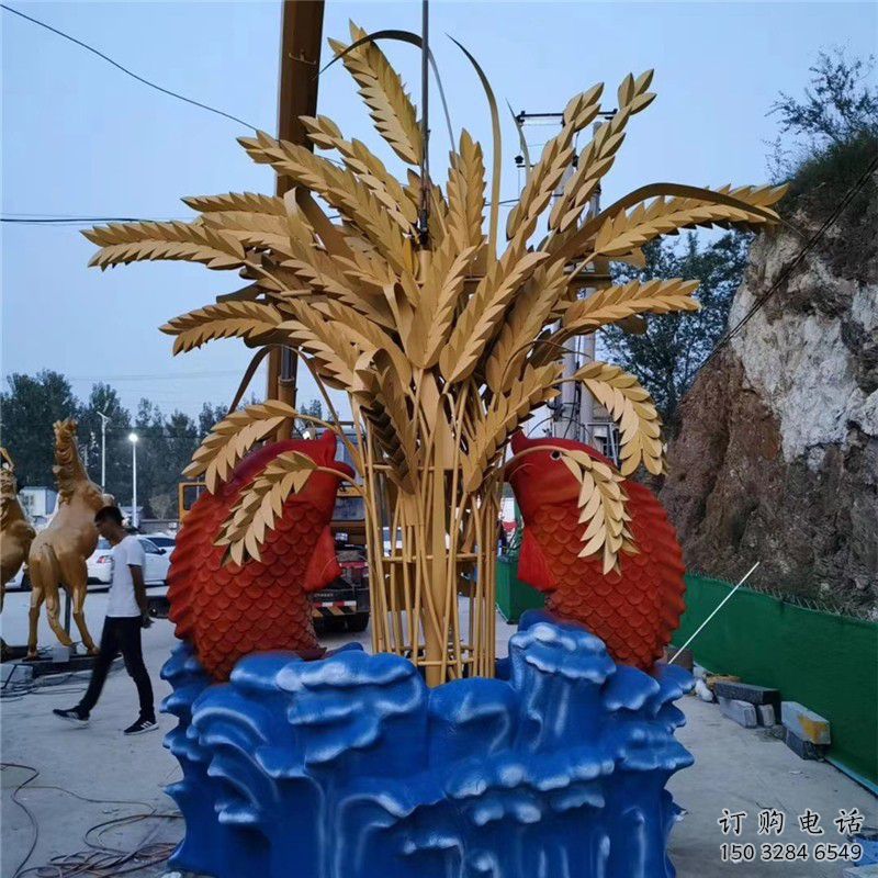 拉絲麥子雕塑廠家 鏤空創(chuàng)意擺件 別墅區(qū)不銹鋼麥子雕塑廠