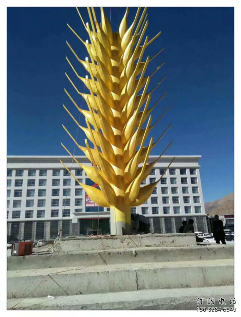 戶外青稞雕塑廠家 噴漆小品 中式不銹鋼青稞雕塑制作廠
