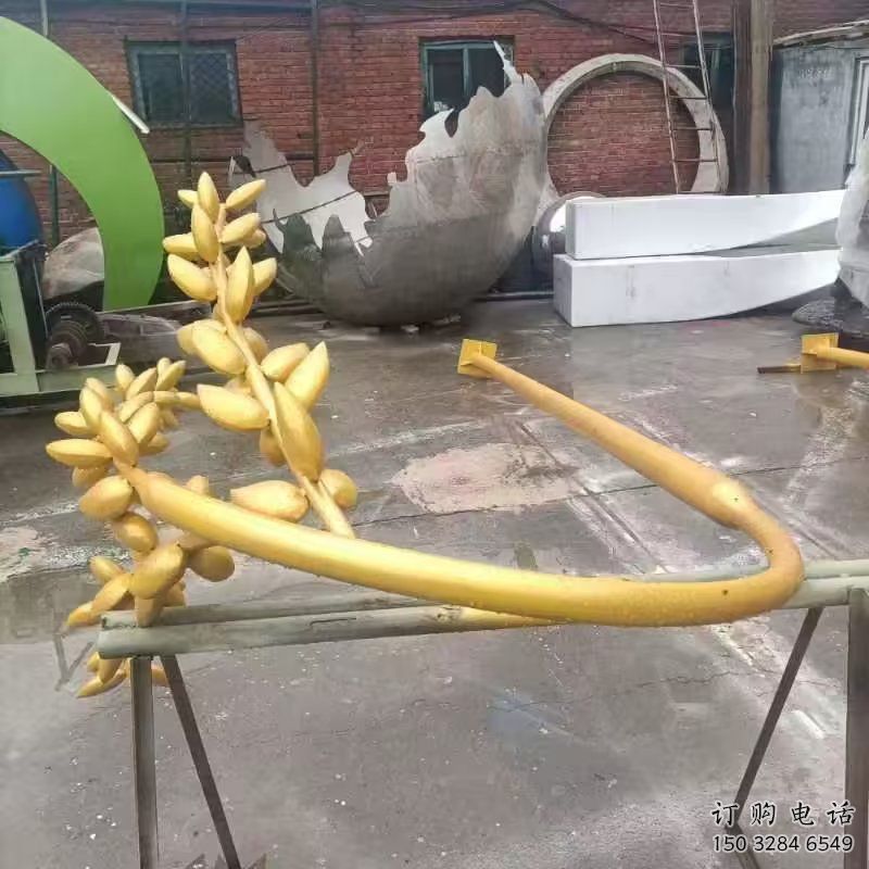 拉絲水稻雕塑廠家 鏤空創(chuàng)意擺件 別墅區(qū)不銹鋼水稻雕塑廠