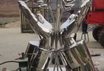 鏡面水稻雕塑廠家 烤漆大型擺件 仿真不銹鋼水稻雕塑廠