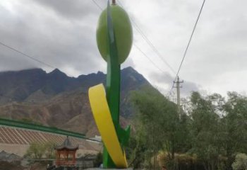 創(chuàng)意青果雕塑廠家 廣場(chǎng)大型小品 公園不銹鋼青果雕塑廠
