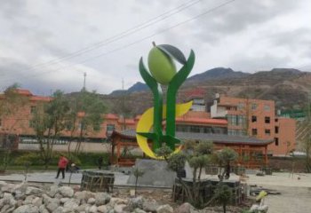 彩繪青果雕塑廠家 戶外大型擺件 街頭不銹鋼青果雕塑廠