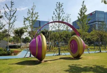 異形耳機(jī)雕塑廠家 現(xiàn)代公園小品 創(chuàng)意不銹鋼耳機(jī)雕塑廠