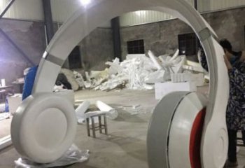 園林耳機(jī)雕塑廠家 公園音樂小品 中式不銹鋼耳機(jī)雕塑廠