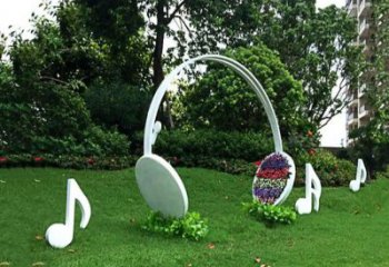 步行街耳機雕塑廠家 游樂場小品 創(chuàng)意不銹鋼耳機雕塑廠