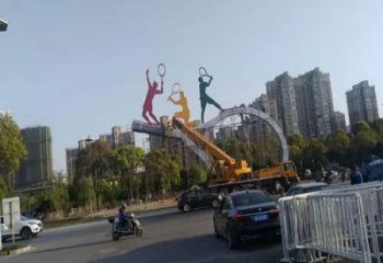 歐式乒乓球拍雕塑廠家 抽象擺件 體育場(chǎng)乒乓球拍雕塑廠