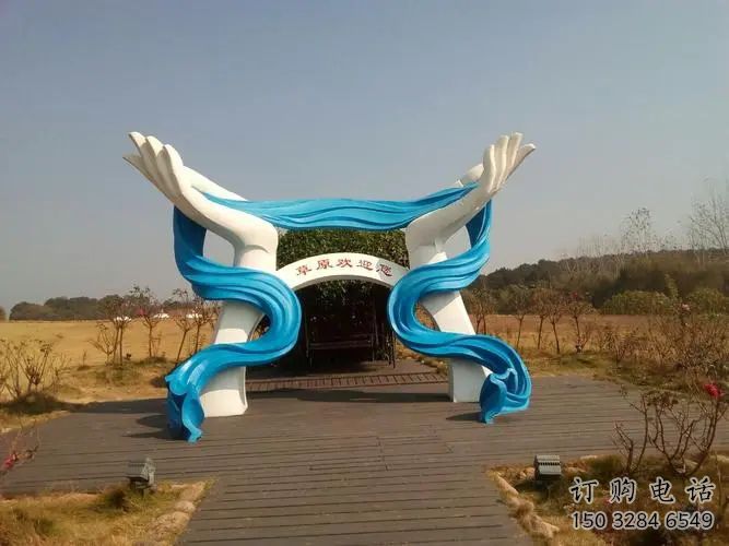 戶外哈達(dá)雕塑廠家 噴漆小品 烤漆不銹鋼哈達(dá)雕塑廠