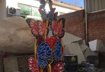 創(chuàng)意蝴蝶樹雕塑廠家 烤漆小品 公園不銹鋼蝴蝶樹雕塑廠