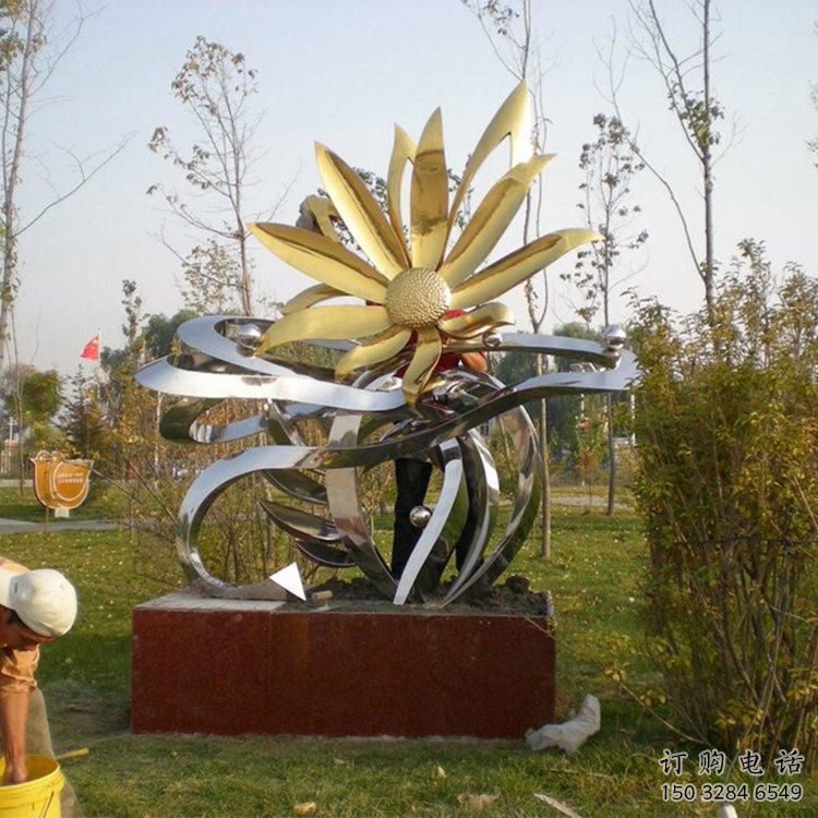 異形菊花雕塑廠家 現(xiàn)代公園小品 廣場(chǎng)不銹鋼菊花雕塑廠