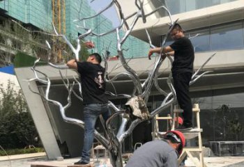 戶外樹枝雕塑廠家 噴漆小品 創(chuàng)意不銹鋼樹枝雕塑廠