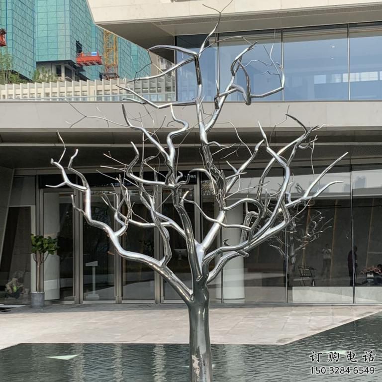 抽象枯樹(shù)雕塑廠家 公園廣場(chǎng)小品 戶外不銹鋼枯樹(shù)雕塑廠