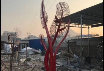 鏤空芭蕉葉雕塑廠家 大型別墅區(qū)小品 戶外不銹鋼芭蕉葉雕塑廠