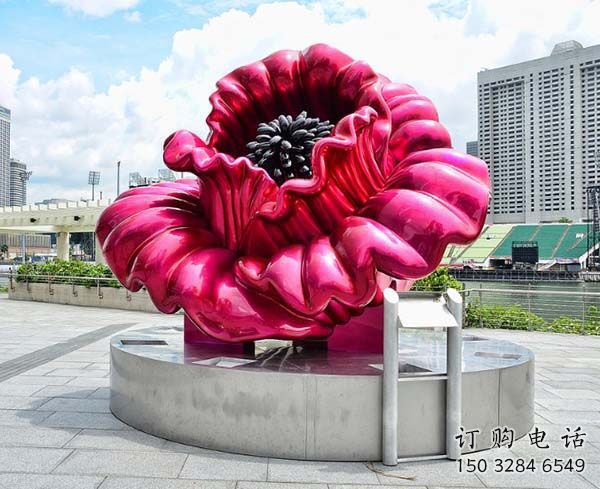電鍍玫瑰雕塑廠家 園林?jǐn)[件 抽象不銹鋼玫瑰雕塑價格