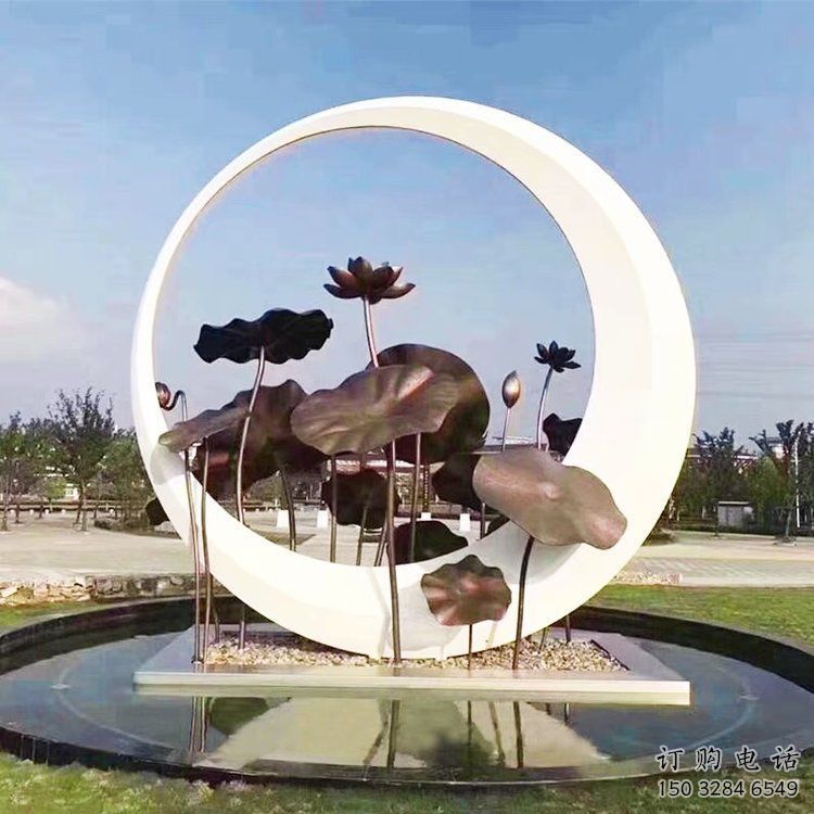 異形荷葉雕塑廠家 現(xiàn)代公園小品 仿古不銹鋼荷葉雕塑廠
