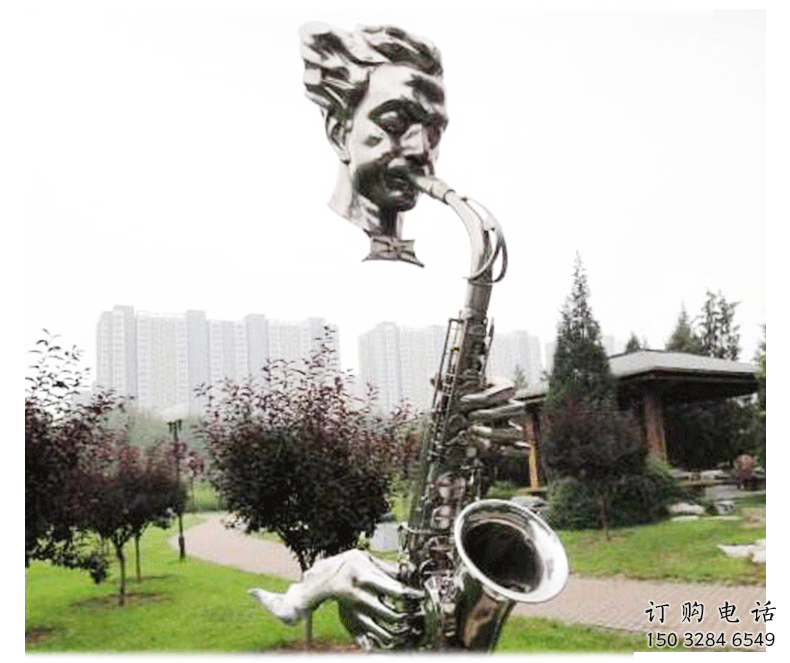 現(xiàn)代薩克斯雕塑廠家 大型別墅區(qū)擺件 創(chuàng)意不銹鋼薩克斯雕塑廠
