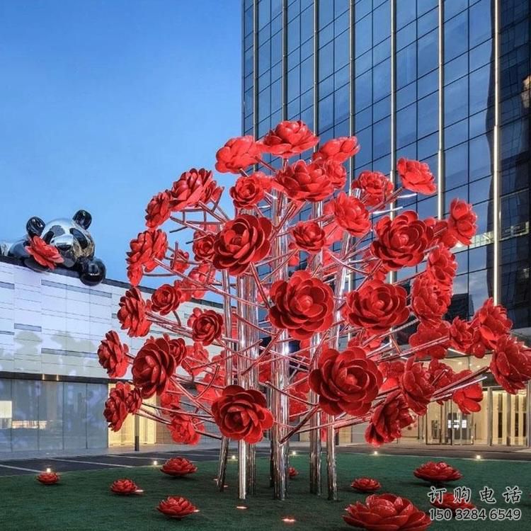 歐式花樹雕塑廠家 抽象擺件 大型不銹鋼花樹雕塑價格 