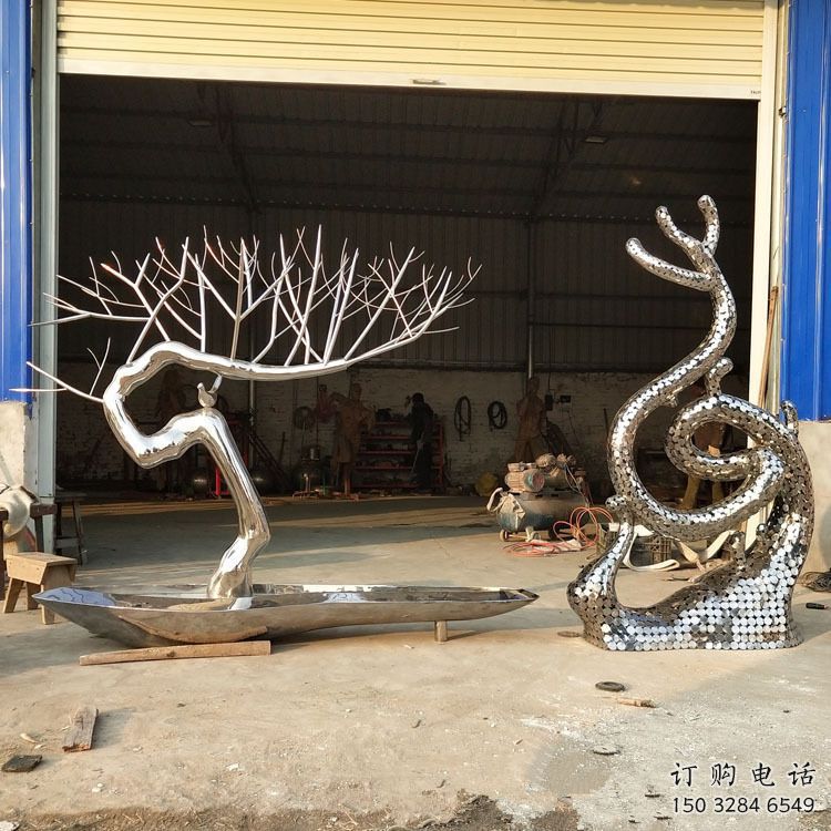 鍛造松樹(shù)雕塑廠家 公園仿真小品 戶外不銹鋼松樹(shù)雕塑價(jià)格