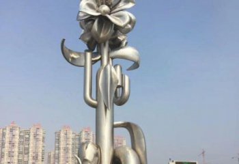 現(xiàn)代喇叭花雕塑廠家 大型別墅區(qū)擺件 廣場不銹鋼喇叭花雕塑廠