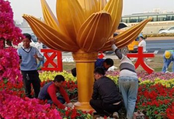 彩繪紫荊花雕塑廠家 烤漆擺件 街頭不銹鋼紫荊花雕塑價格
