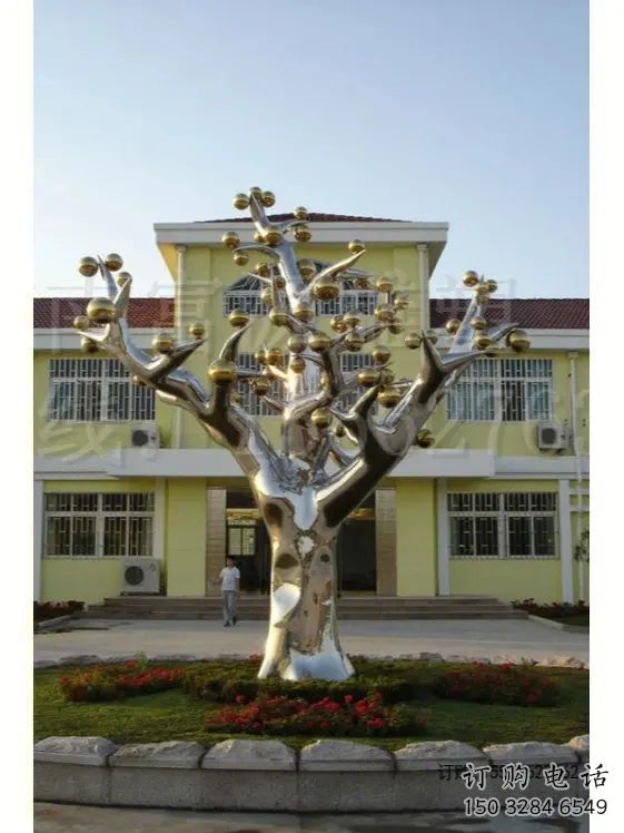 廣場(chǎng)搖錢樹雕塑廠家 鏡面小品 創(chuàng)意不銹鋼搖錢樹雕塑廠