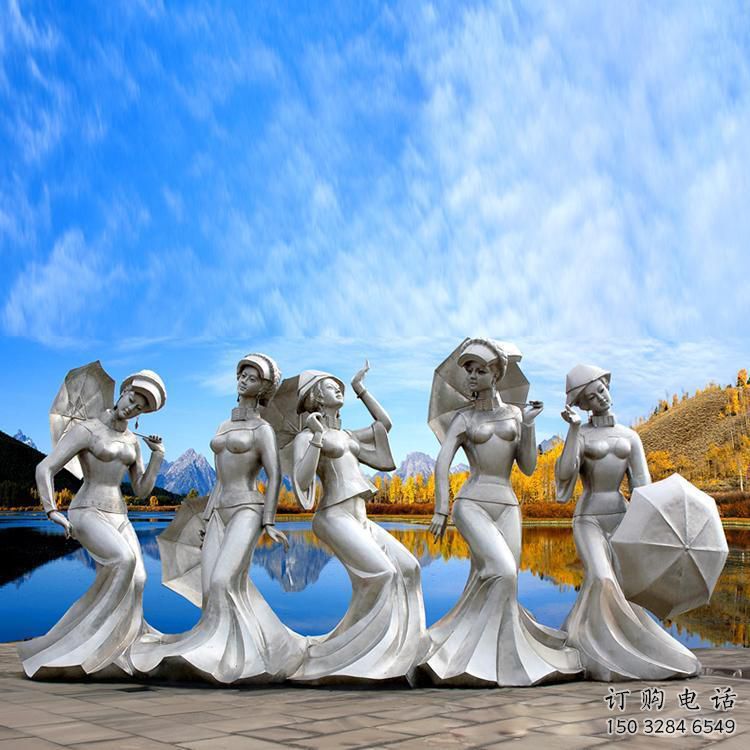 現(xiàn)代美女雕塑廠家 大型別墅區(qū)擺件 歐式不銹鋼美女雕塑廠