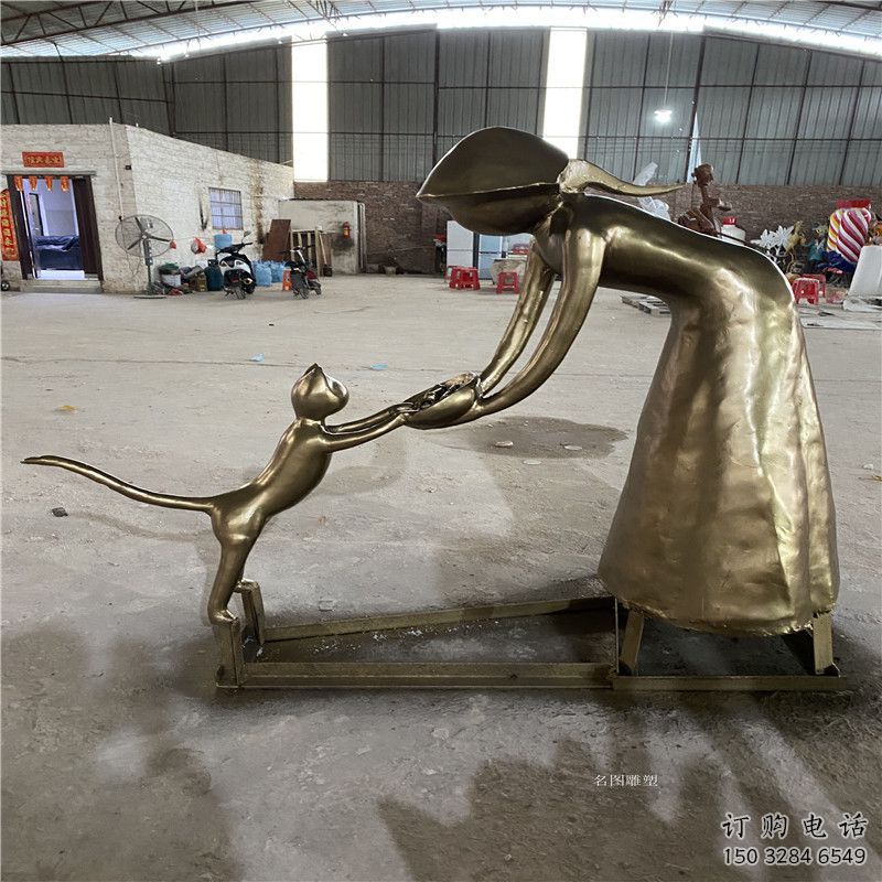 廣場(chǎng)母子雕塑廠家 現(xiàn)代小品 仿古不銹鋼母子雕塑加工