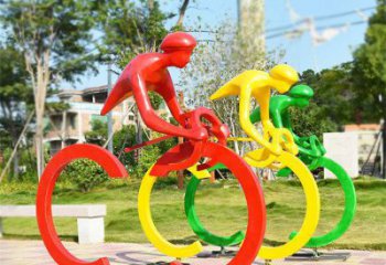體育騎車雕塑廠家 剪影運(yùn)動小品 商業(yè)街不銹鋼騎車雕塑廠