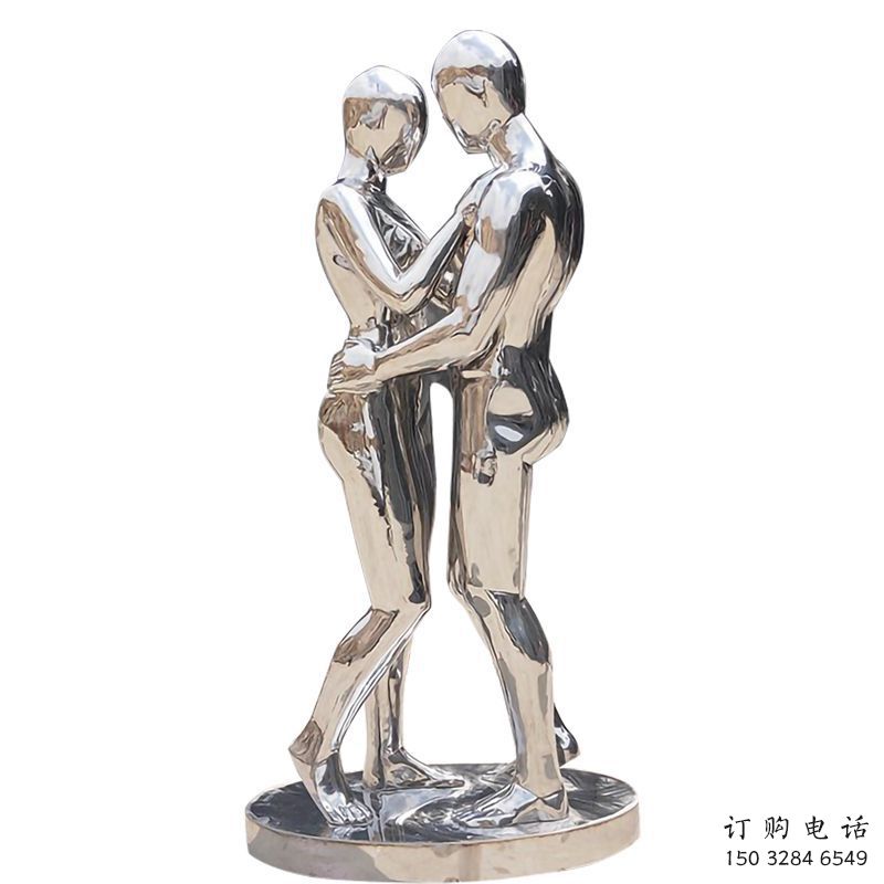 廣場(chǎng)情侶雕塑廠家  現(xiàn)代小品  鏡面不銹鋼情侶雕塑廠